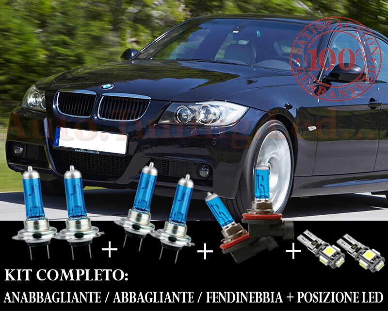 BMW SERIE 3 E90 E91 SET COMPLETO LAMPADE BLU XENON + POSIZIONE A LED