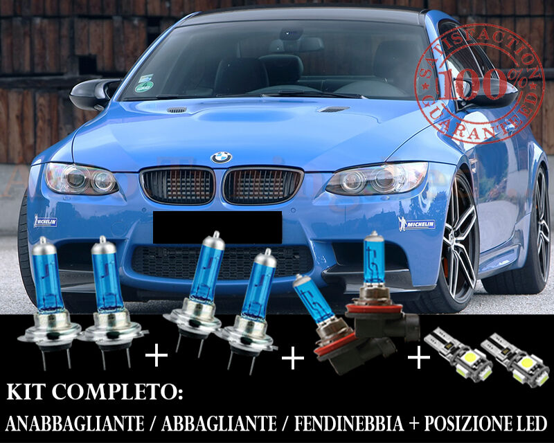 BMW SERIE 3 E92 E93 SET COMPLETO LAMPADE BLU XENON + POSIZIONE A LED