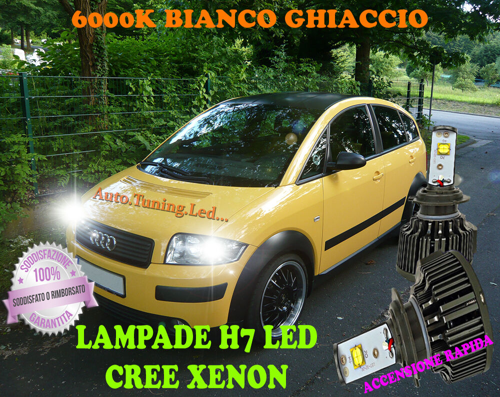 AUDI A2 LAMPADE H7 CREE XENON ANABBAGLIANTE 6000K BIANCO PURO ACCENSIONE RAPIDA