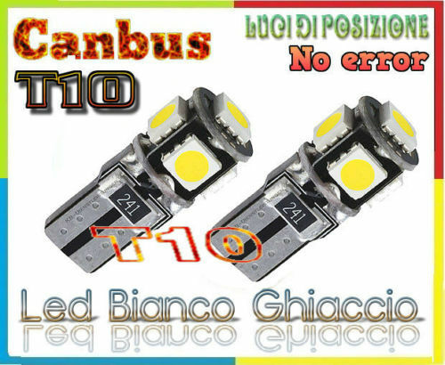 2x LUCI POSIZIONE A 5 LED SMD T10 CANBUS BIANCO GHIACCIO PER OPEL ASTRA J 09-12