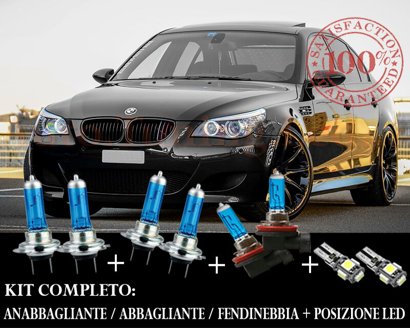 BMW SERIE 5 E60 E61 SET COMPLETO LAMPADE BLU XENON + POSIZIONE A LED
