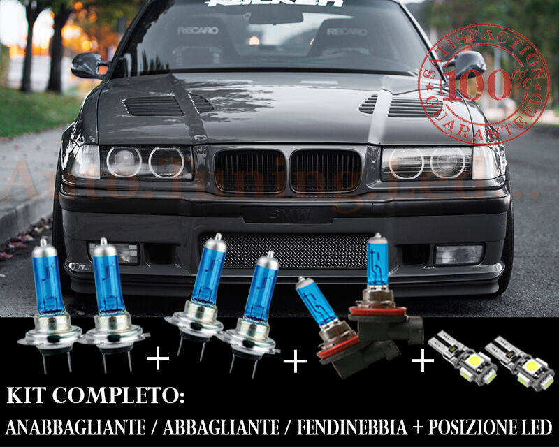 BMW SERIE 3 E36 SET COMPLETO LAMPADE BLU XENON + POSIZIONE A LED